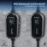 Coolladen 7.4KW Cargador EV portátil Monofásico 32A Tipo 2 Cargador de vehículo eléctrico, 8H carga programable,4 niveles de corriente ajustable Estación de carga con enchufe CEE